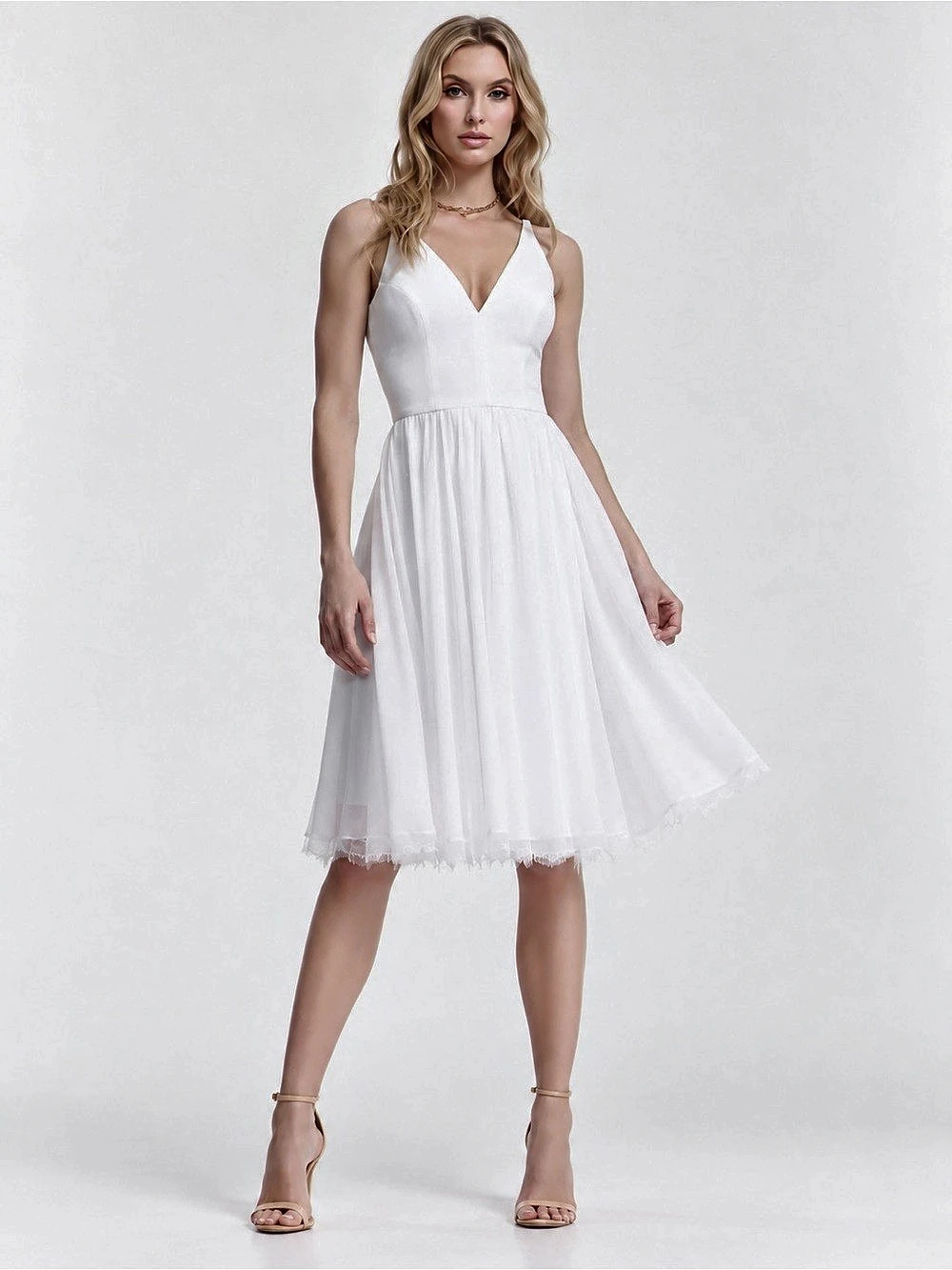 Dress the Population Alicia Off White Bridal Midi Dress M NWOT Wedding
